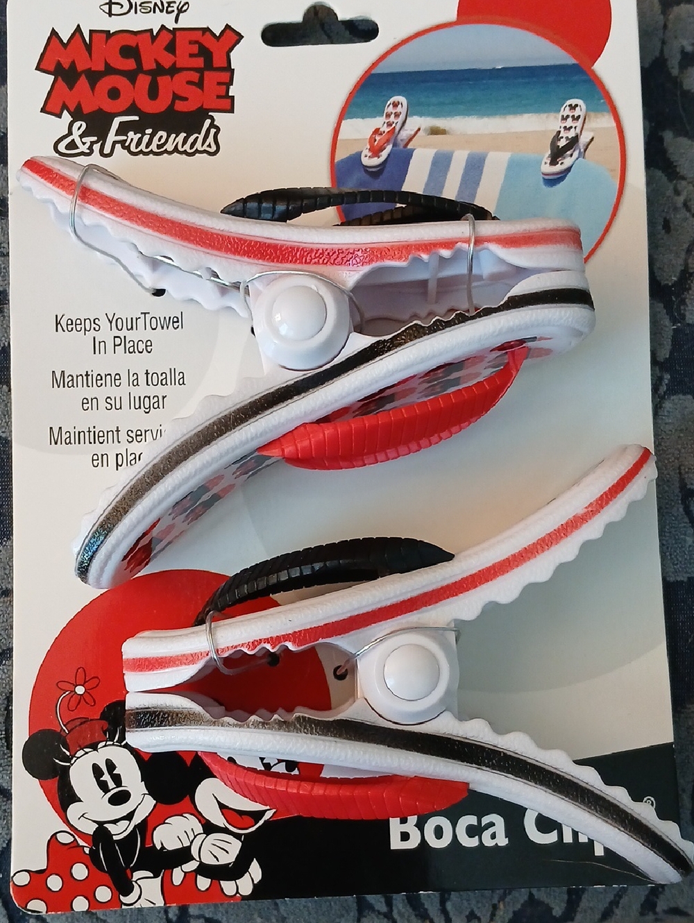 Disney Red White Black Mickey Mouse & Friends Towel Clips - Set of 2